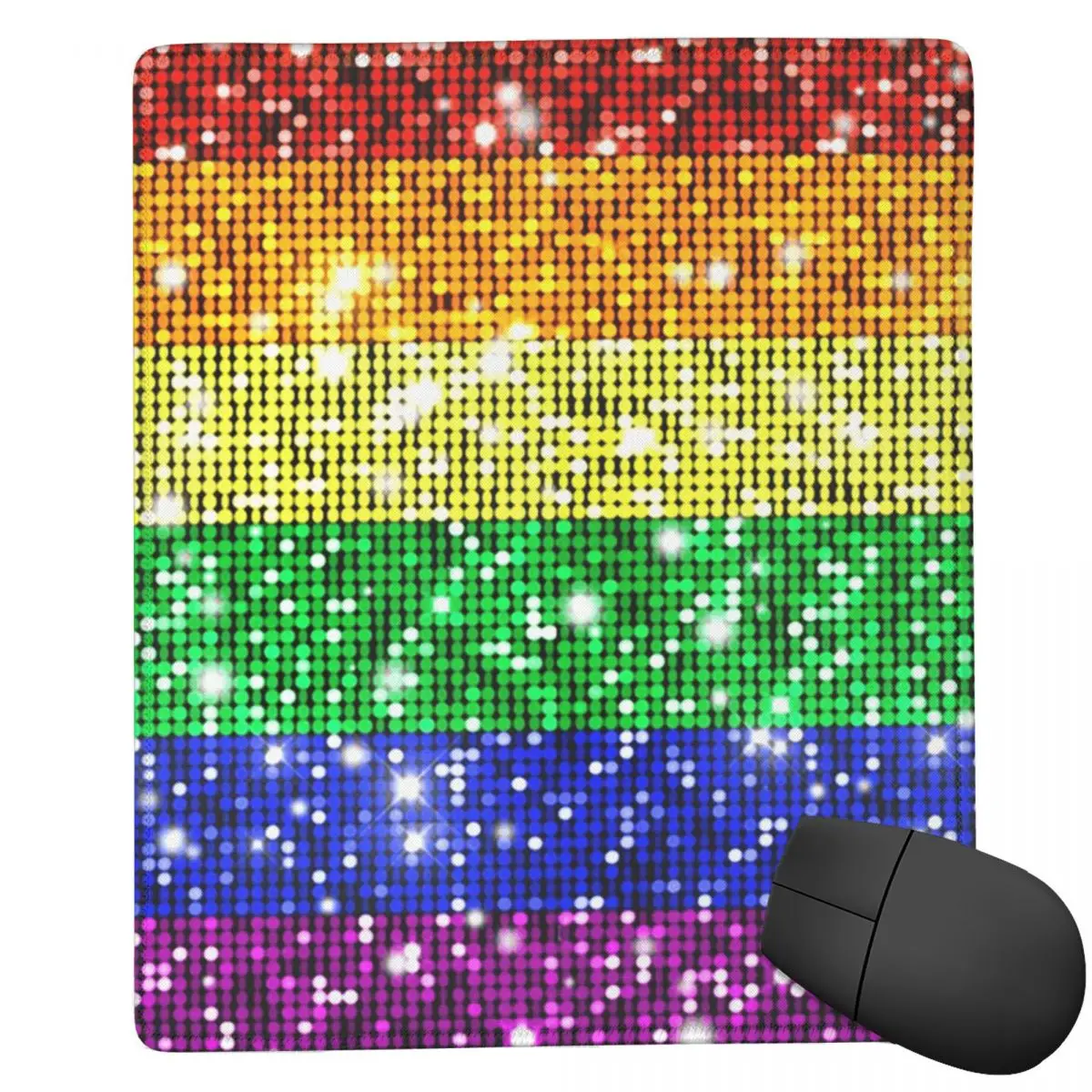 Faux Glitter Rainbow Pride Flag LGBT Gay Lesbian Mouse Pad Computer Keyboard Mouse Mat Laptop Desk Mat Office Accessories