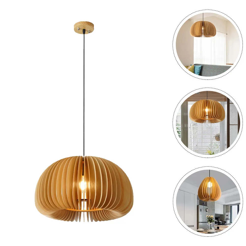 

1Pcs Artistic Wooden Hanging Lamp Creative Nordic Single Head Chandelier for Restaurant Hotel Banquet Home Interior Decoration