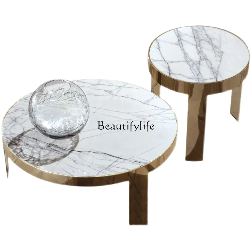 

Mild Luxury Marble Coffee Table Modern Small Apartment Living Room Size Combination Sets