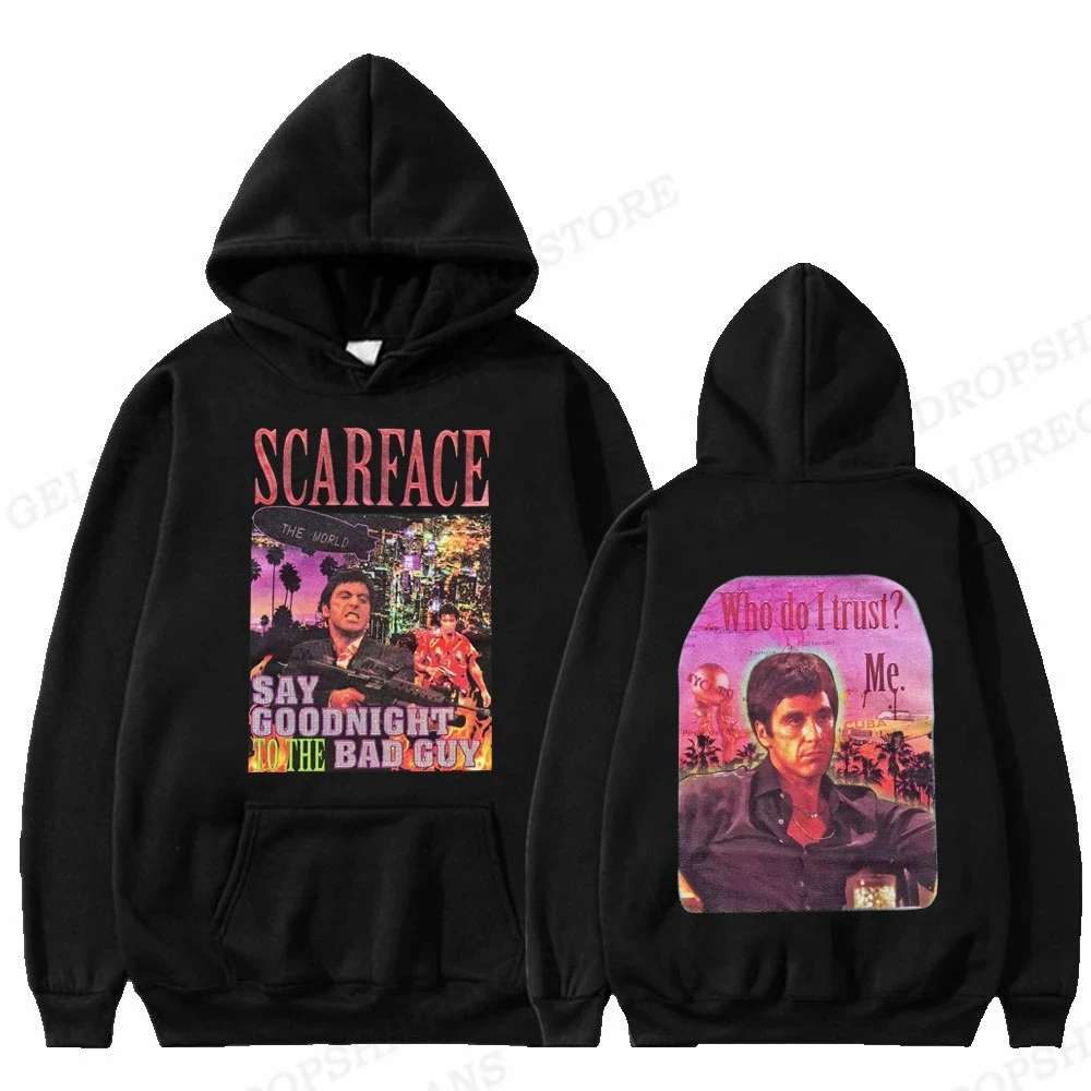 Men Fashion Hoodie Japanese Y2k Fleece Sweatshirt Movie Scarface Tony Montana Hoodies Sweatshirts Mens Clothing Scarface Hoodies