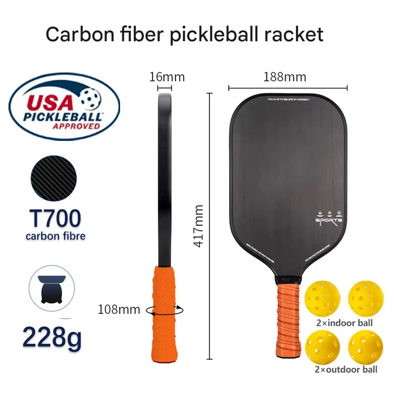 FEYA Pickleball Paddle Carbon Fiber T700 K3 Surface USAPA  Pickleball Set Sports Outdoor Beach Tennis Racket Cricket Ball