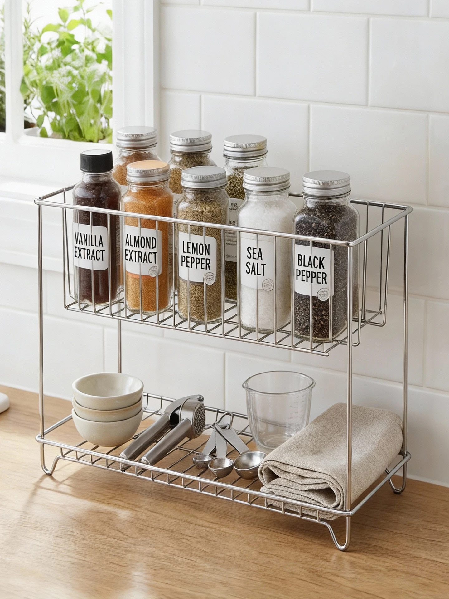 

304 Stainl Steel Kitchen Countertop Storage Ra Spice Cup Draining elf Rectangular Design Home Luxury Sle Kitchen Org...