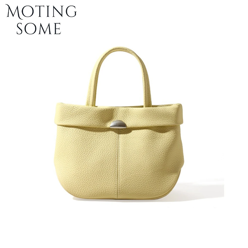 

Motingsome 100% Cowhide Leather Women's Bags 2025 New Fashion Trend Small Handbags Lady Luxury Simple Design Dumpling Bucket