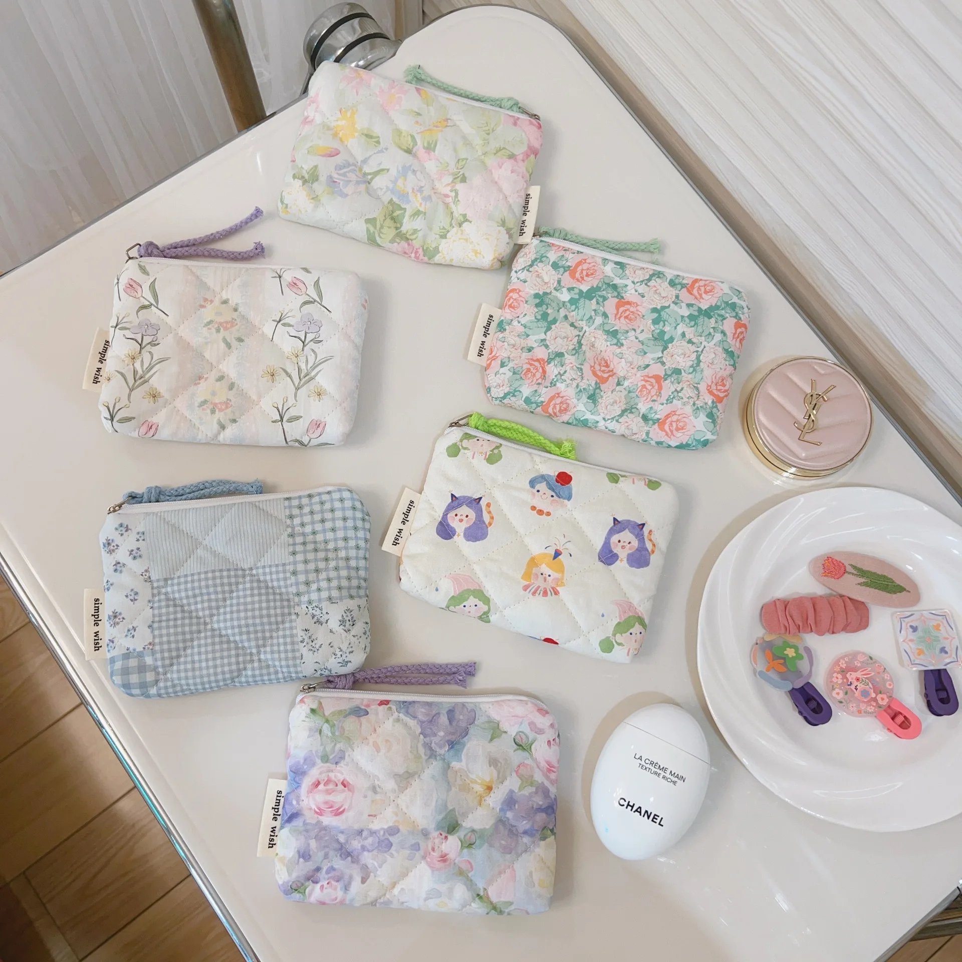 Flower Print Coin purse Headphone Bag Zipper Women Coin Wallet Bag Kawai Card Key Money Coin Purse Bags Gift