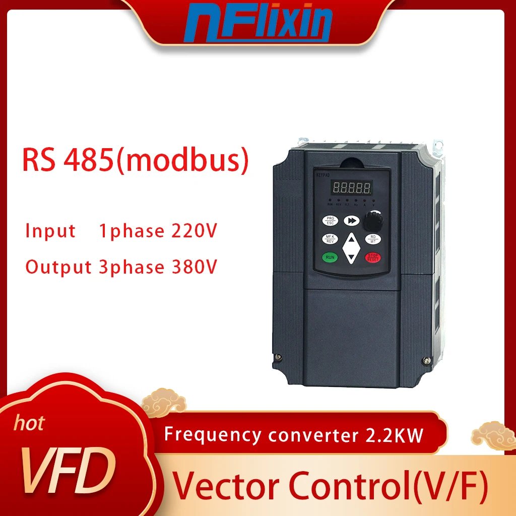 HOT! 220V-380V 2.2KW VFD Single Phase input 220V and 3 Phase 380V Output AC Frequency Inverter Frequency  Converter