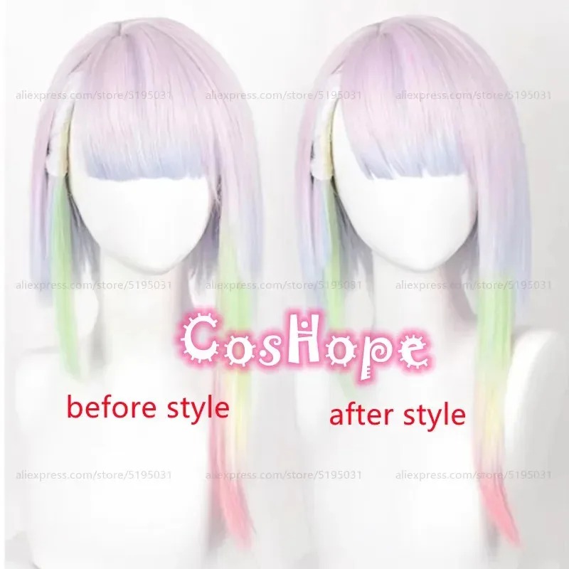 

2025 Люси 45 см короткий парик разноцветные аниме косплей термостойкие синтетические парики
