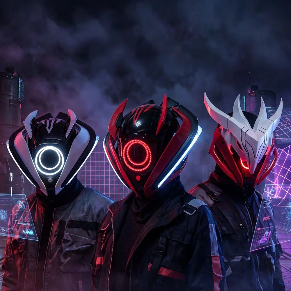 Cyberpunk Gothic Mask Helmet For Adult, LED Mask Futuristic Punk Techwear, Fit Cosplay Halloween Party Music Festival