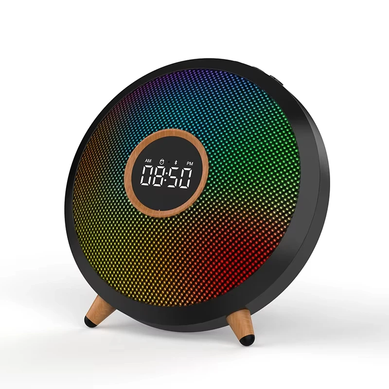 Portable Clock Bluetooth Speaker RGB Ambient Light Subwoofer Wireless Handsfree Call Music Player Support Alarm Clock USB TF AUX