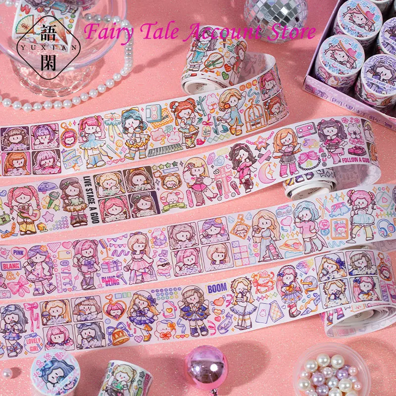 Yuxiango Stage Long Cycle Special Oil and Masking Tape Cute Character Hand Curtain Decoration Material Sticker