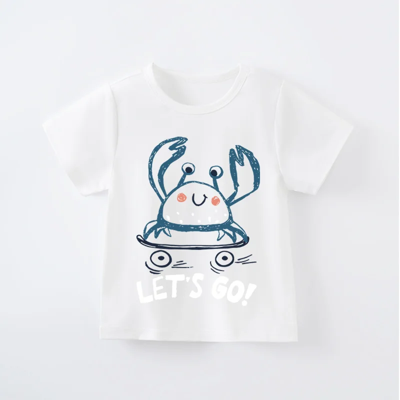 Clothes Children Kids 2024 New Style T-shirt Boy Girl Baby Short Sleeve Print Outdoor Summer Casual Cartoon Soft Trendy Hipster