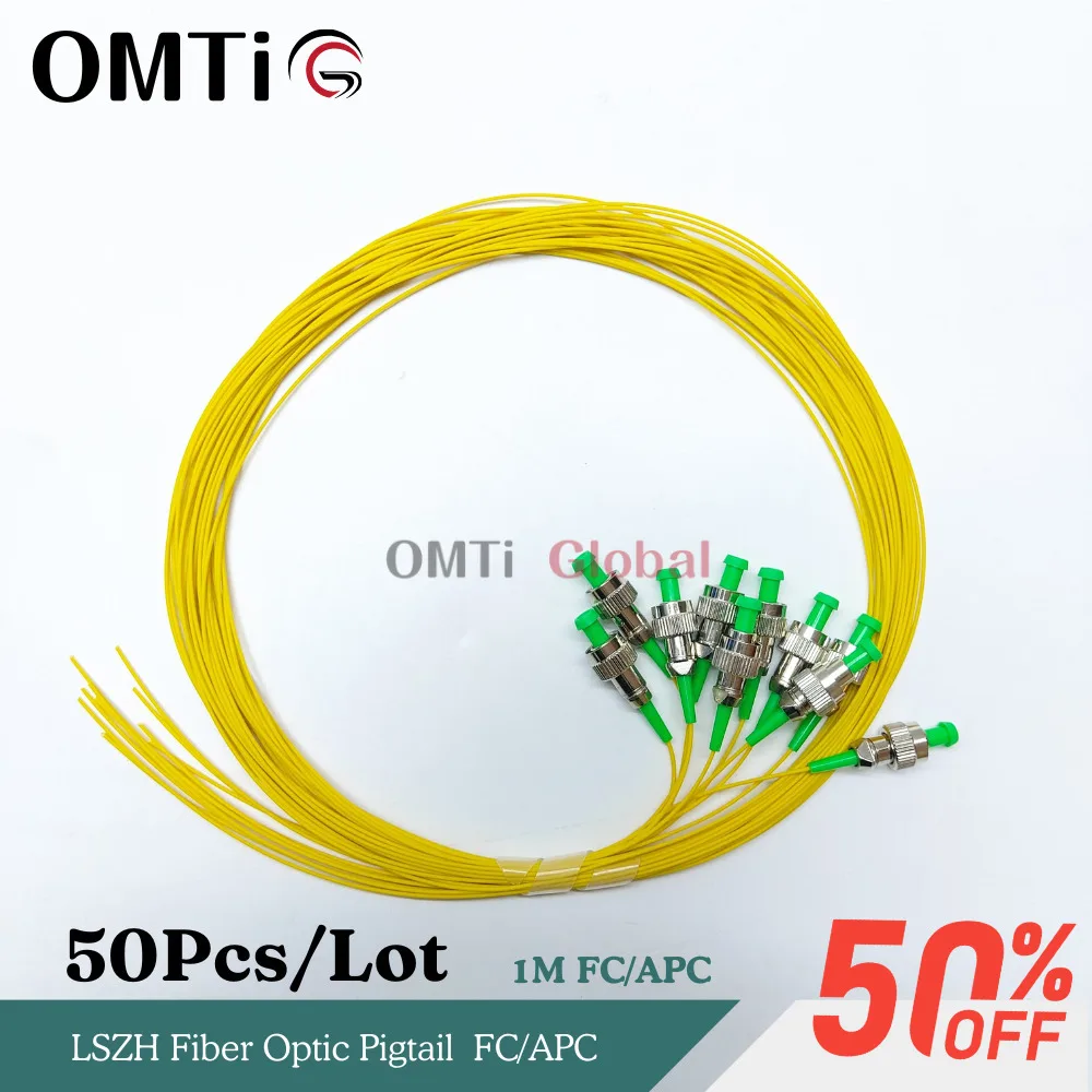 50Pcs 1M/1.5M FC/APC Single Mode SX G657A1 0.9Mm Tight Buffer Yellow LSZH Fiber Optic Pigtail Cable For Splicing