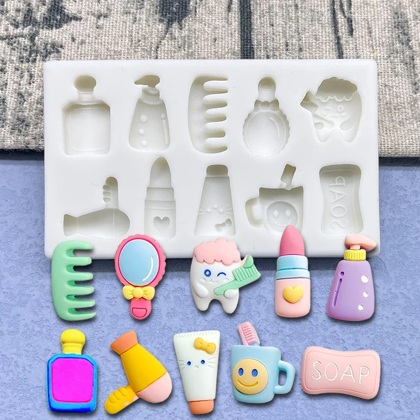 Toiletry Hair Dryer Comb Mirror Design Silicone Sugarcraft Mold Resin Tools Cupcake Baking Mould Fondant Cake Decorating Tools