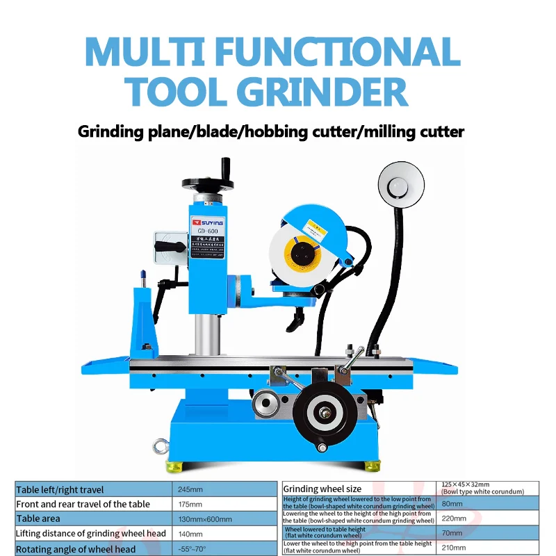 600 Type Multifunctional Tool Grinder Drill Bit Tap Gun Frill Three Sided Milling Cutter Ball Cutter Grinding Machine