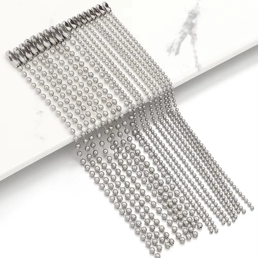 100pcs 10/12cm Rhodium Ball Bead Chains For DIY Keychain Dog Tag Chain Chain Label Hand Tag Jewelry Making Accessories