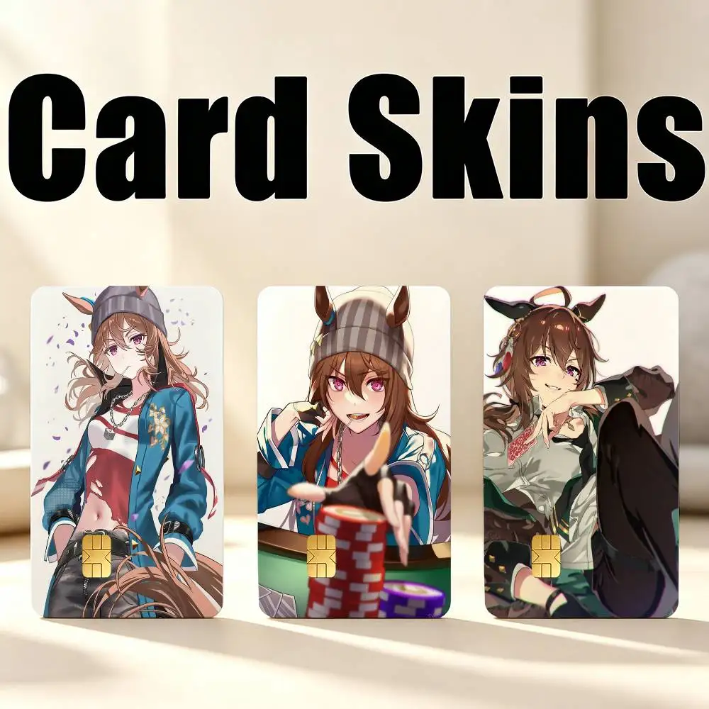 N-Nakayama Festa Umamusume 1Set 4Pcs Card Skin Stickers, Waterproof Decorative Film for Credit Debit Bank Bus IC Cards