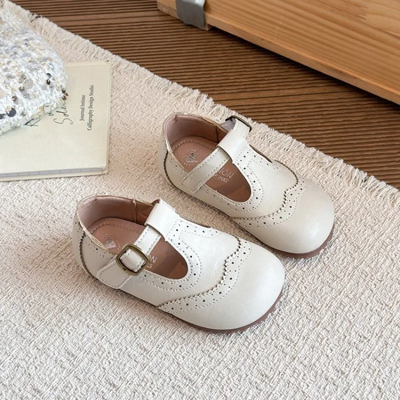 Kinder T-Riemen Lederschuhe Mädchen Prinzessinnen-Schuhe Jungen Atmungsaktive Ballerinas Mary Jane Schwarz Braun Kind Baby Kleinkinder Frühling Herbst – Detail 4