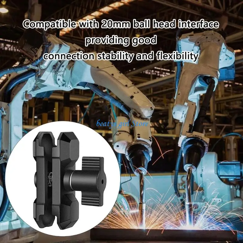 C7AB Aluminum Alloy 60mm Camera Clamp Socket Arm Mount Compatible for 20mm Ball Head
