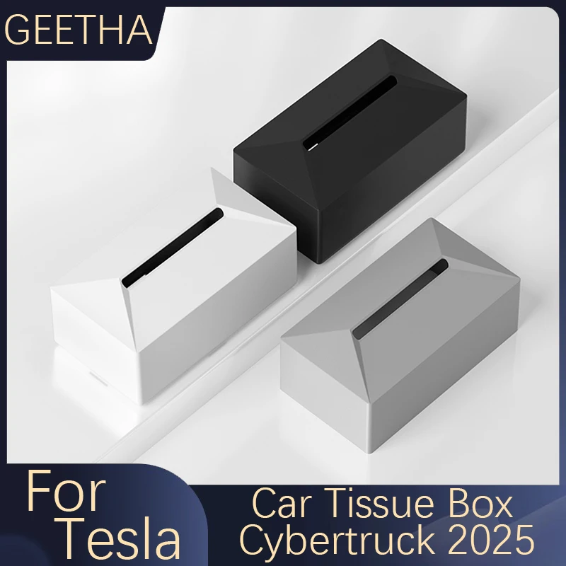 Car Tissue Box For Tesla Cybertruck 2025 Seat Back Hanging Silicone Tissue Holder Box With Fix Strap Auto Interior Accessories