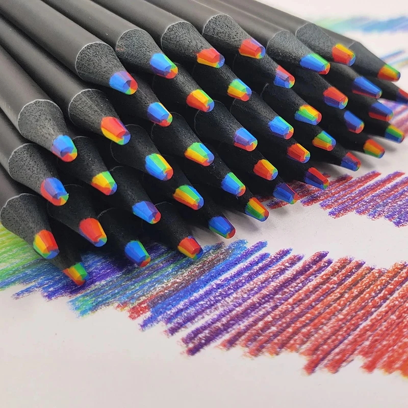 10 Teile/satz Bunte Holz Bleistifte 7 Farben Gradienten Regenbogen Bleistift Buntstift Set Kawaii Schreibwaren Kunst Malerei Zeichnung