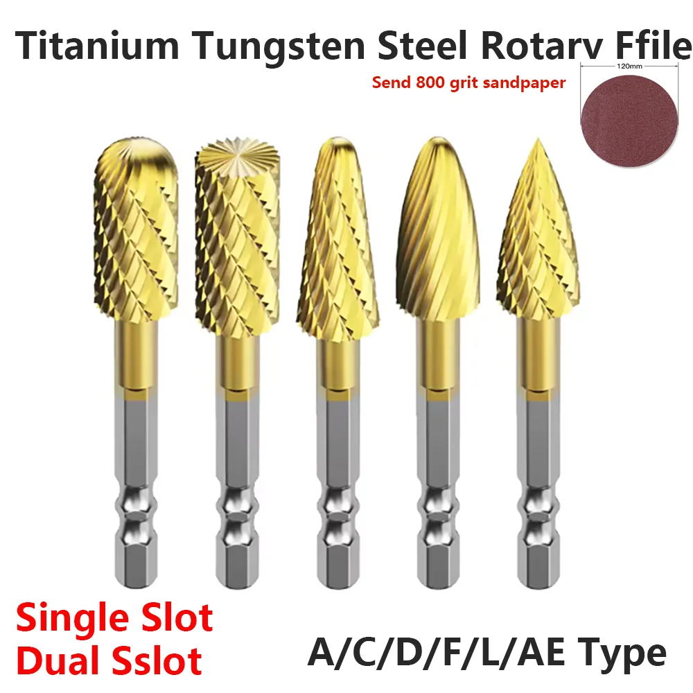 Titanium Coated Hard Alloy Rotary File Milling Inner Grinding Head Hole Drilling Bit Electric Grinding Tool Electric Polishing