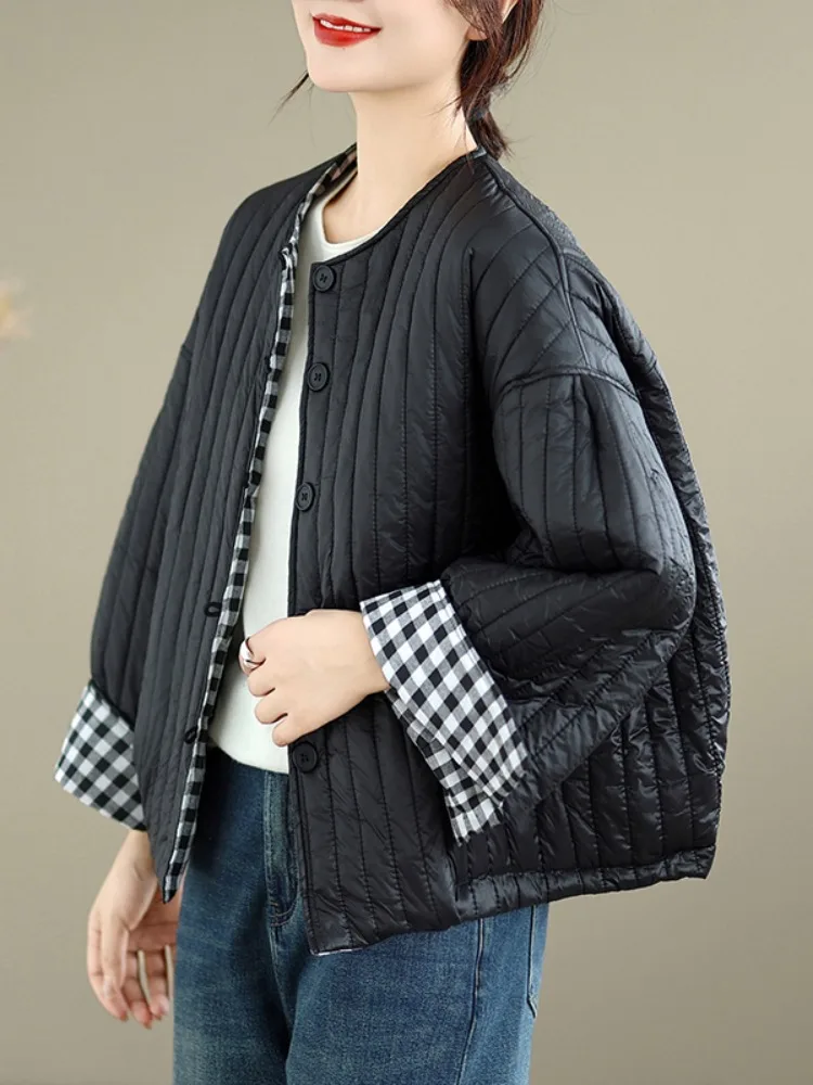 

Корейский легкий стеганый жилет из хлопка для женщин, теплый, в стиле пэчворк, в клетку, китайский бренд...