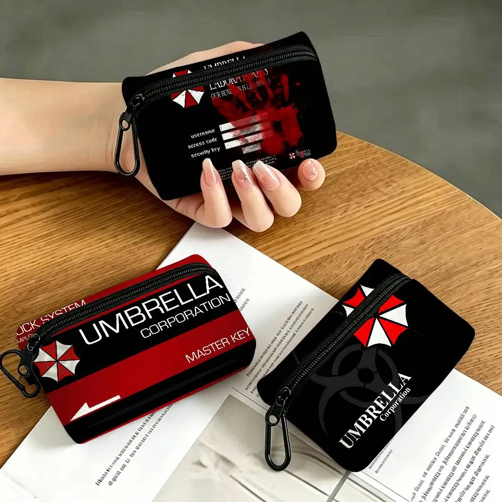 R-Resident evil Oxford Cloth Zipper Coin Purse Portable Hanging Key Pouch Organizer For Travel Cosmetic Bag