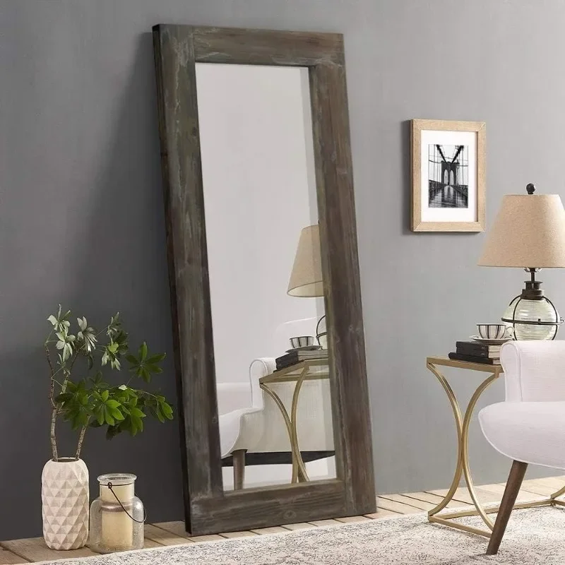 Espejo de longitud completa para suelo, marco de bronce frotado con aceite, espejo de tocador grande para dormitorio, 58 "x 24"