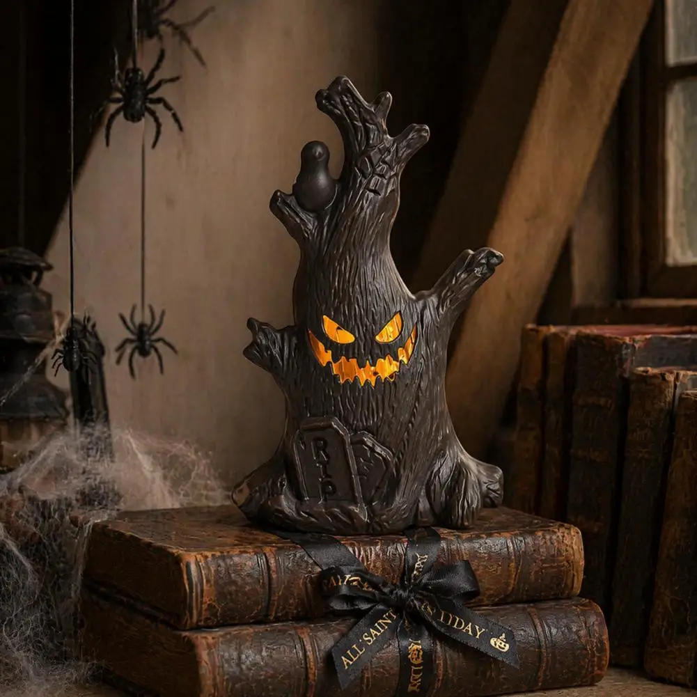 Battery Operated Night Lamps Halloween Tree Decorations with Led Night Lights Fall Tiered Tray Decor Haunted House for Indoor