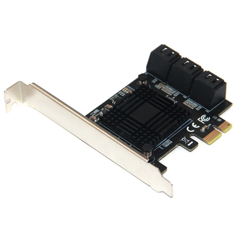 6 Port SATA PCI-E Adapter 6Gbps SATA3.0 III Controller Non Raid Expansion Card PCIe Gen3 X1 Low Profile Bracket for Chi a Mining