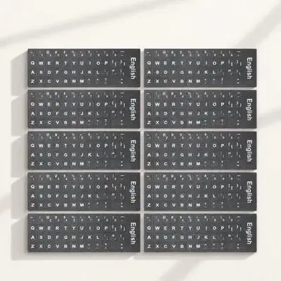 

10 Sheets Universal English Dust Water Resistant Laptop Replacement Letter Decals For 65% Computer Keyboards Keyboard Language