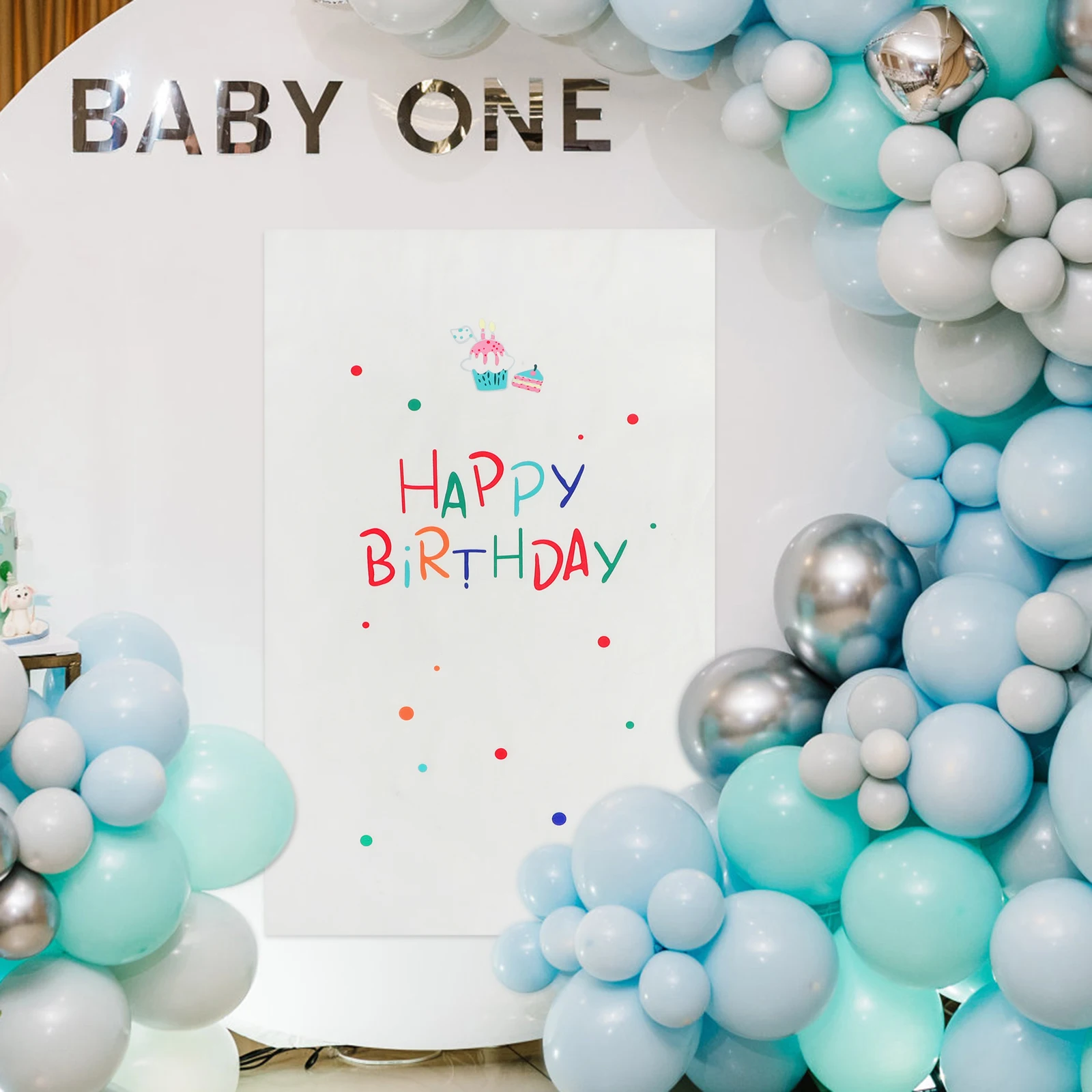 

Happy Birthday Backdrop Background Cloth for Party Photo Props Wall Hanging Decoration Supplies Polyester Material