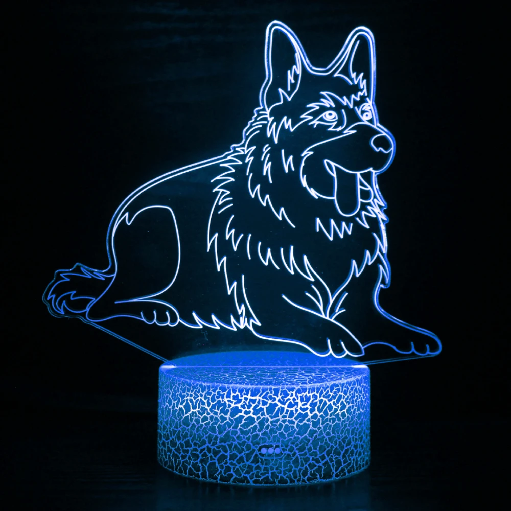 Nighdn 3D Illusion Lamp Dog Animal LED Night Light for Kids Room Decor 7 Color Changing USB Bedside Lamp Christmas Birthday Gift