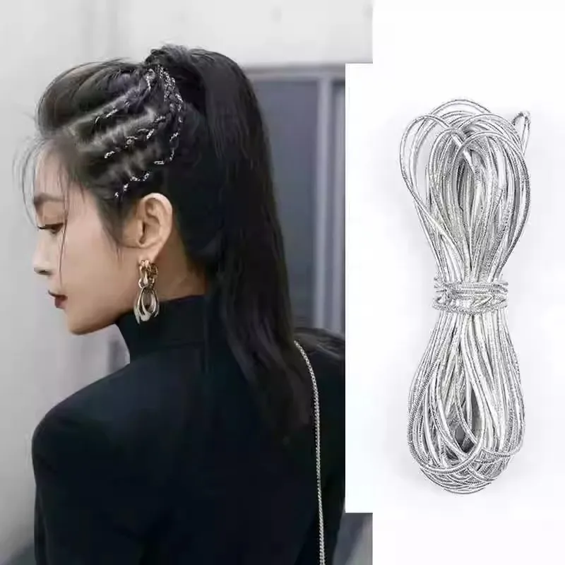 Elastici per capelli Premium Dreadlock 5 m Oro Argento per donne Bambini Intrecciatura sicura Previene l'emarancia Fasce alla moda