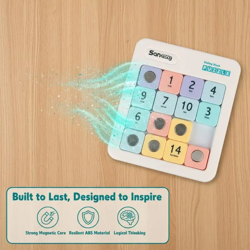Magnetic Number Slide Puzzle 15 Cells Huarong Road Smooth Blocks Funny Educational Birthday Gift for Children