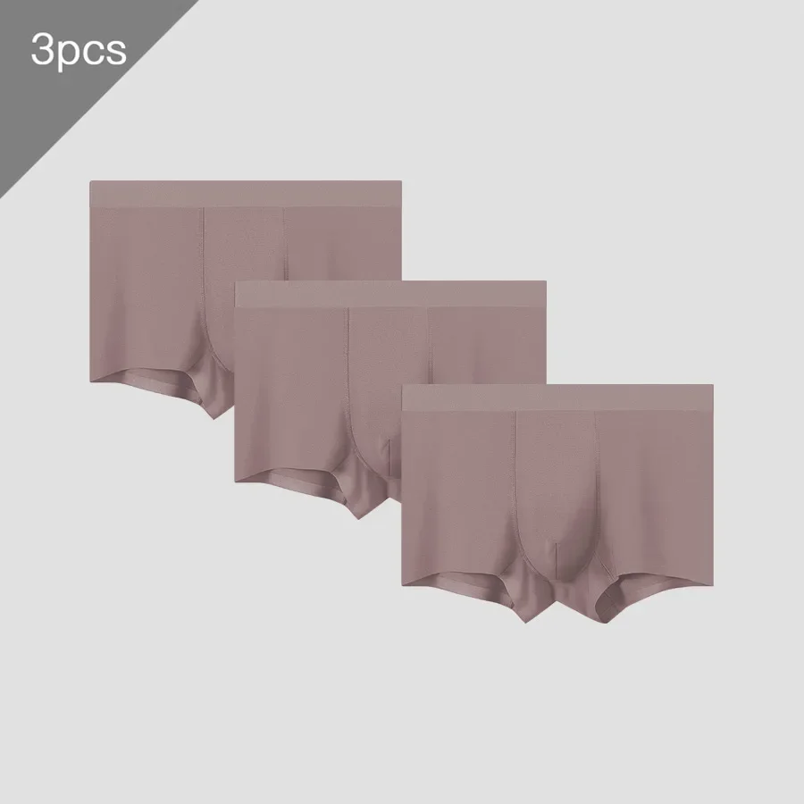 

3PC Men's underwear, men's mulberry silk antibacterial inner crotch, flat pants, sporty, comfortable and breathable, four-corn