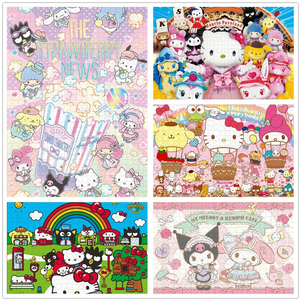 

Hellokitty Cinnamoroll Kuromi 300/500/1000 Pieces Puzzle for Adult Educational Gifts Cute Cartoon Anime Print Jigsaw Puzzles