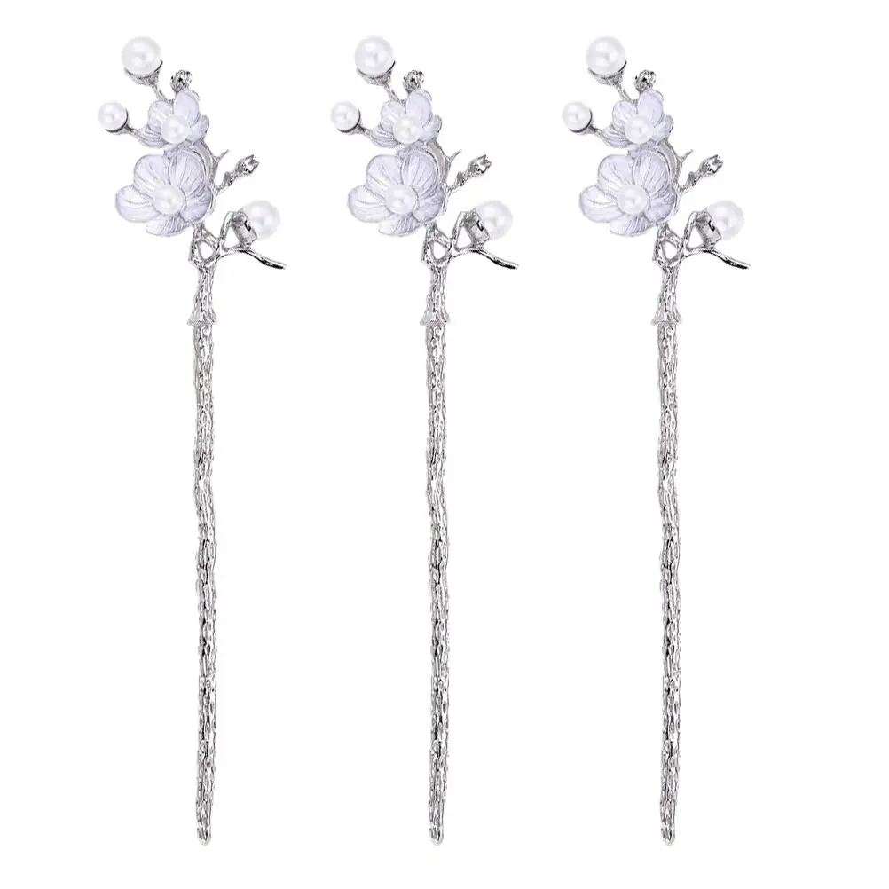 

3 Pcs Blossom Hairpin Pearl Pins Gem Chopsticks Women Accessories Imitation Elegant Retro Hair Chopsticks Hair Decor