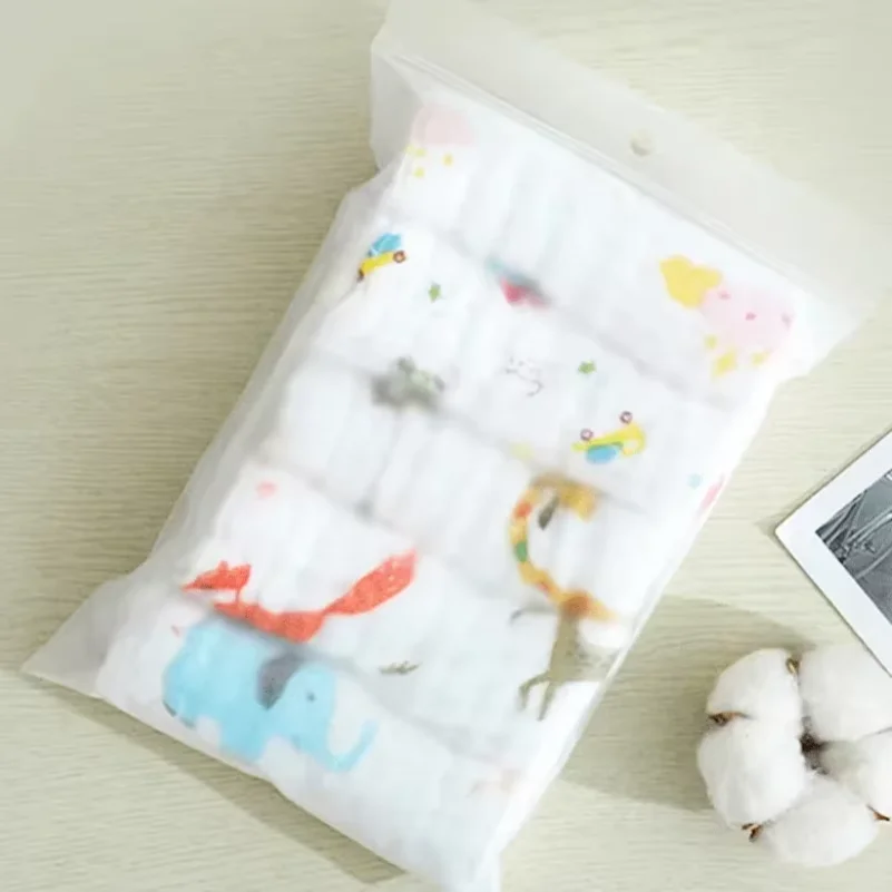 5Pcs Children 6 Layer Pure Cotton Square Towels, Washed Soft Breathable Printed Handkerchief Towel, Reusable Absorbent Face Clot