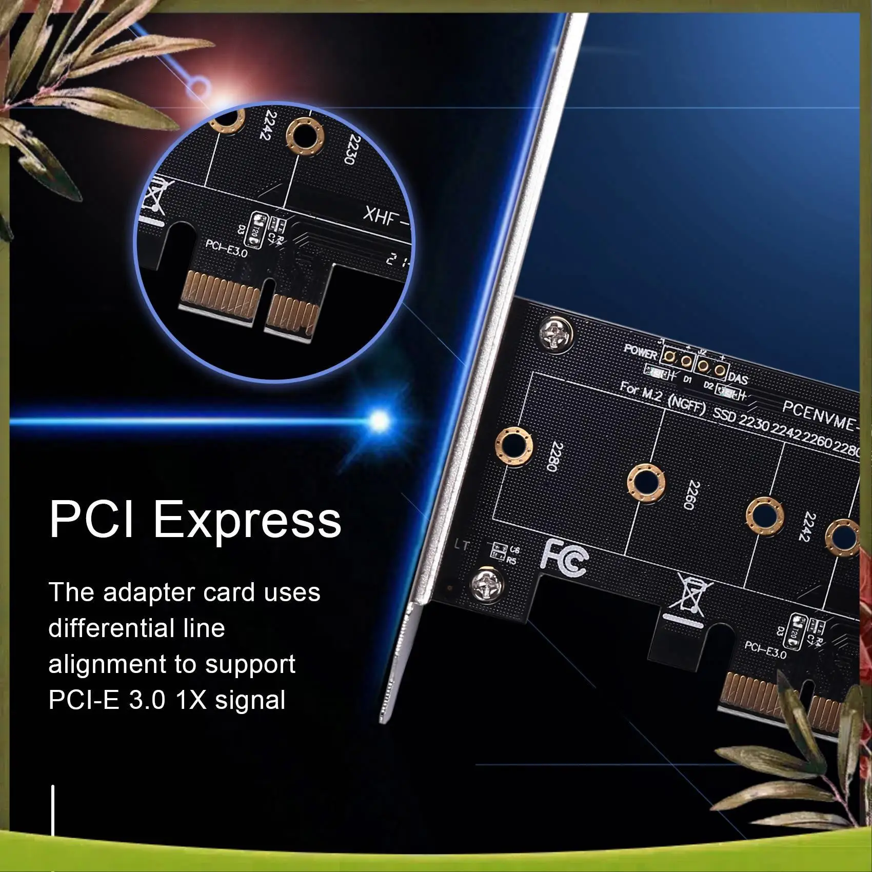 New-Add On Cards PCIE To M2 Adapter PCI Express 3.0 X1 To NVME SSD M2 PCIE Raiser Adapter Support 2230 2242 2260 2280 M.2 SSD