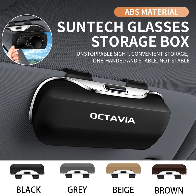 

For Octavia 3 4 2 1 mk3 a7 a8 5e 2025 vrs mk3 facelift combi Key Case 2025 Accessories Car Visor Sunglasses Car Glasses Case Box