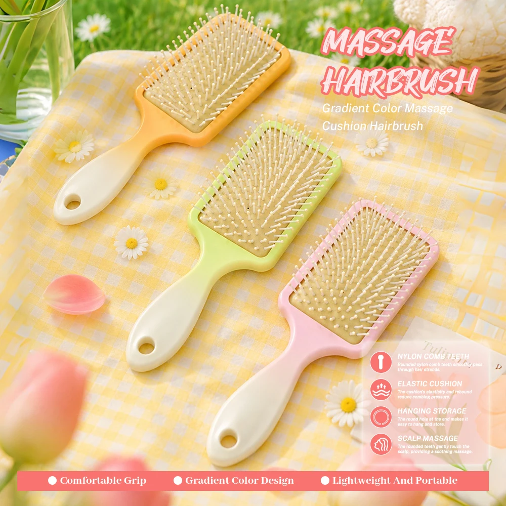 Massage Air Cushion Comb AntiStatic Air Cushion Brush Square Air Cushion Comb Abs Plastic Handle Special For Real Hair Wigs