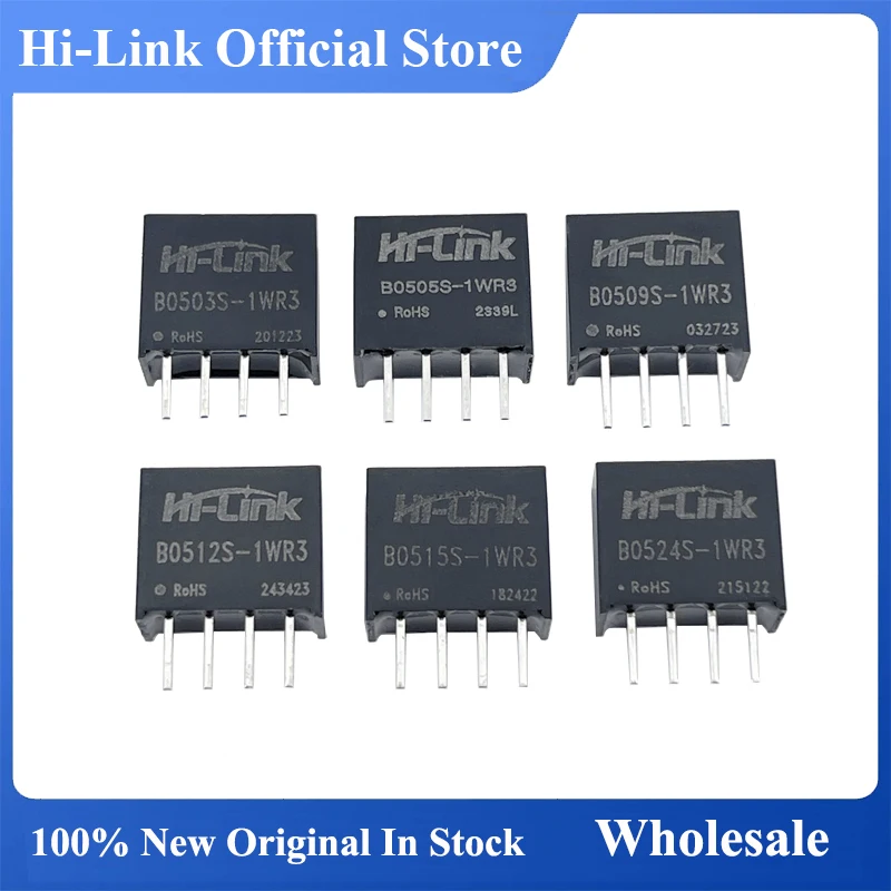 

Hi-Link 1W Isolated DC-DC Converter Power Module 5V to 5V or 12V to 12V (B0505S-1WR3 / B1212S-1WR3) UL CE RoHS