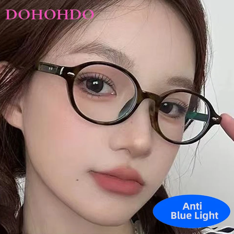 

Luxury Rice Nail Decorate Y2K Small Oval Frame Optical Women's Glasses Brand Design Men Computer Gaming Anti-Blue Light Eyewear