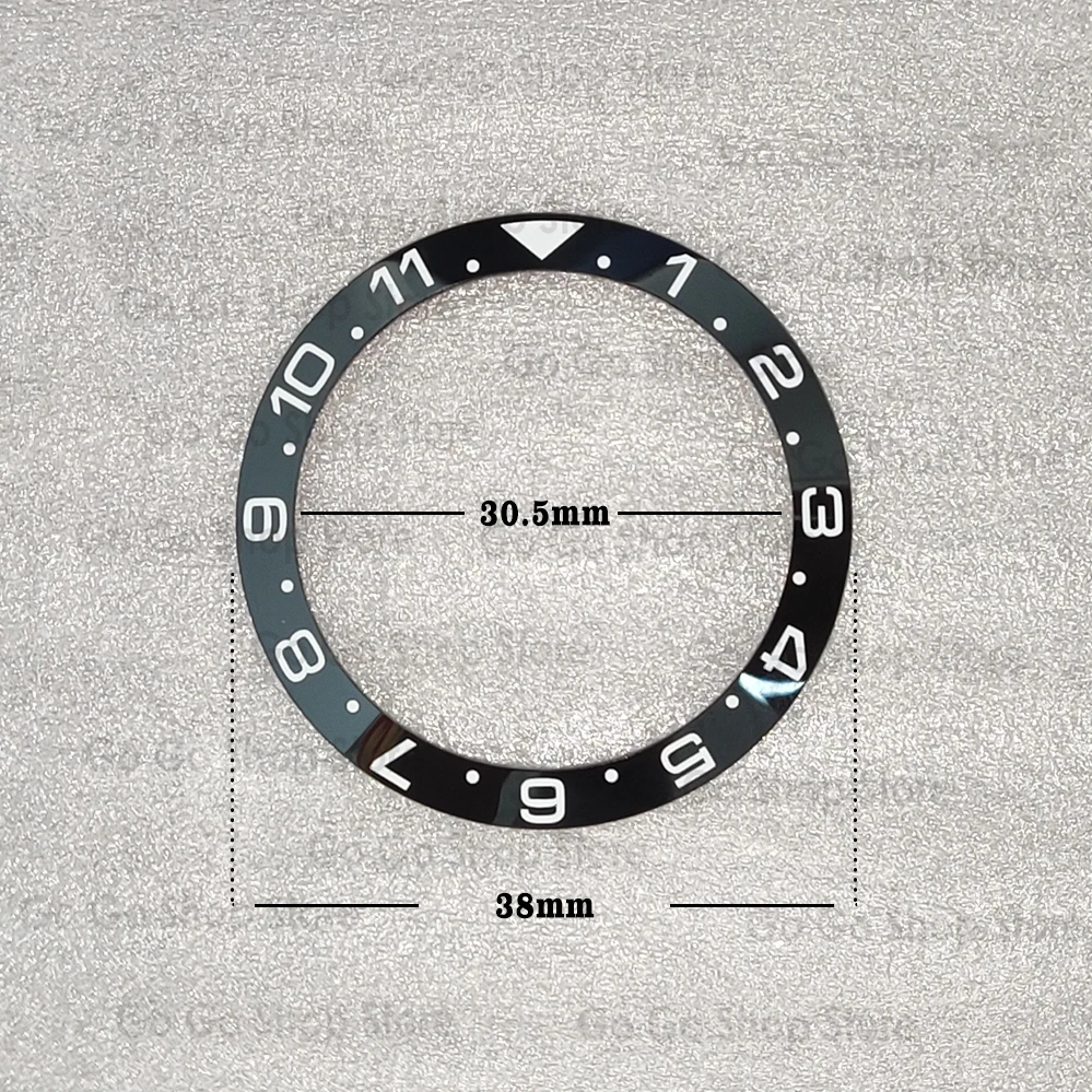 38mm Ceramic Bezel Insert - 1~11 Markings, 38mm Outer/30.5mm Inner Diameter, Fits Submariner 40mm Case
