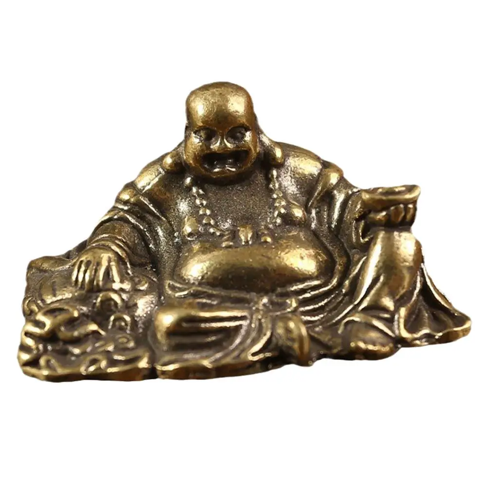 Brass Smiling Buddha Statue Retro Exquisite Miniature Desk Buddha Decoration Creative Home Zen Brass Craft Sculpture Ornament - view 5