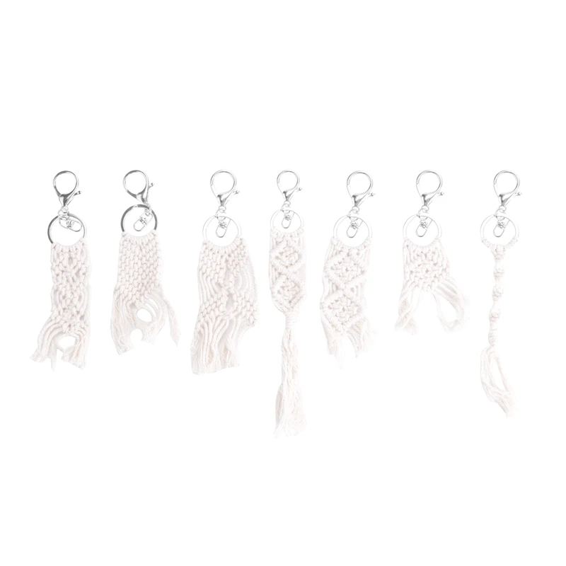 

7 Pieces Mini Macrame Keychains Macrame Bag Charms For Car Key Purse Phone Supplies