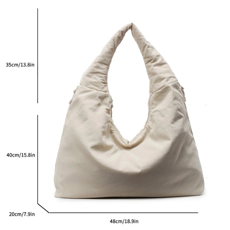 

652F Practical Women's Nylon Shoulder Bag with Spacious Interior Underarm Bags Casual Handbag for Commuting and Leisure