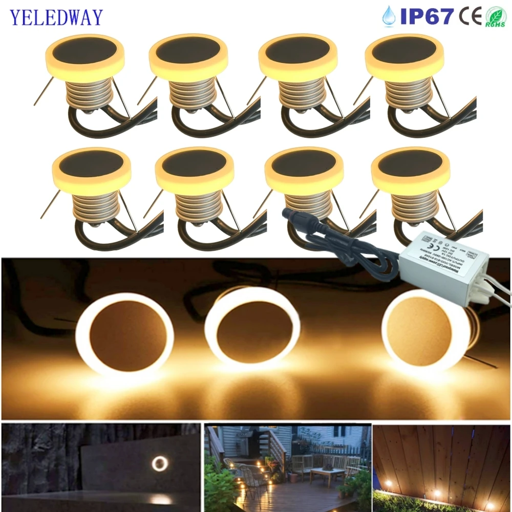 

4/6/8/10 шт. уличных садовых светильников IP67, светодиодные водонепроницаемые напольные лампы 12В для террасы, палубы, лестниц, 110В/220В