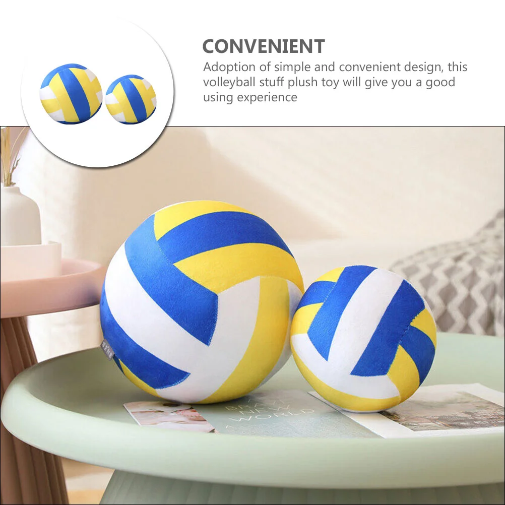 2 Pcs Soccer Toy Volleyball Plush Toys for Kids Cabinet Sports Decor Girl Bedroom Boy