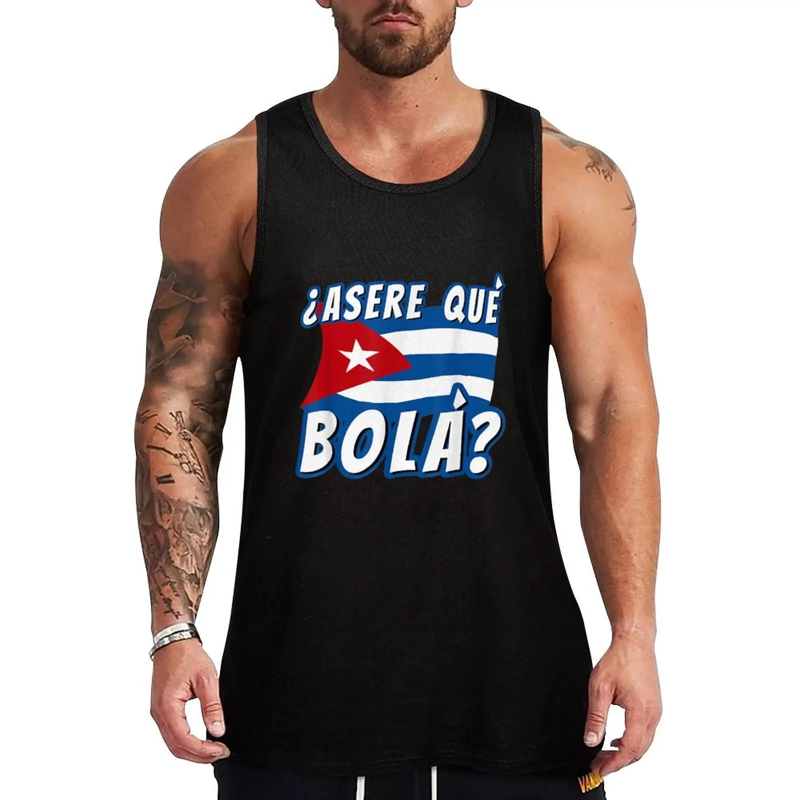 Gift Idea Funny Cuban Saying Havana Cuba Flag Asere Que Bola Tank Top anime t-shirts mens clothing Sleeveless men male top